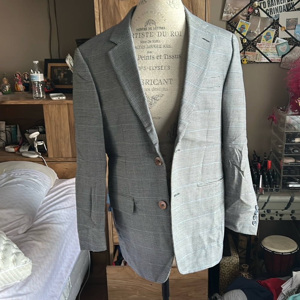 Andrew Fezza Houndstooth Wool Blazer - 38S